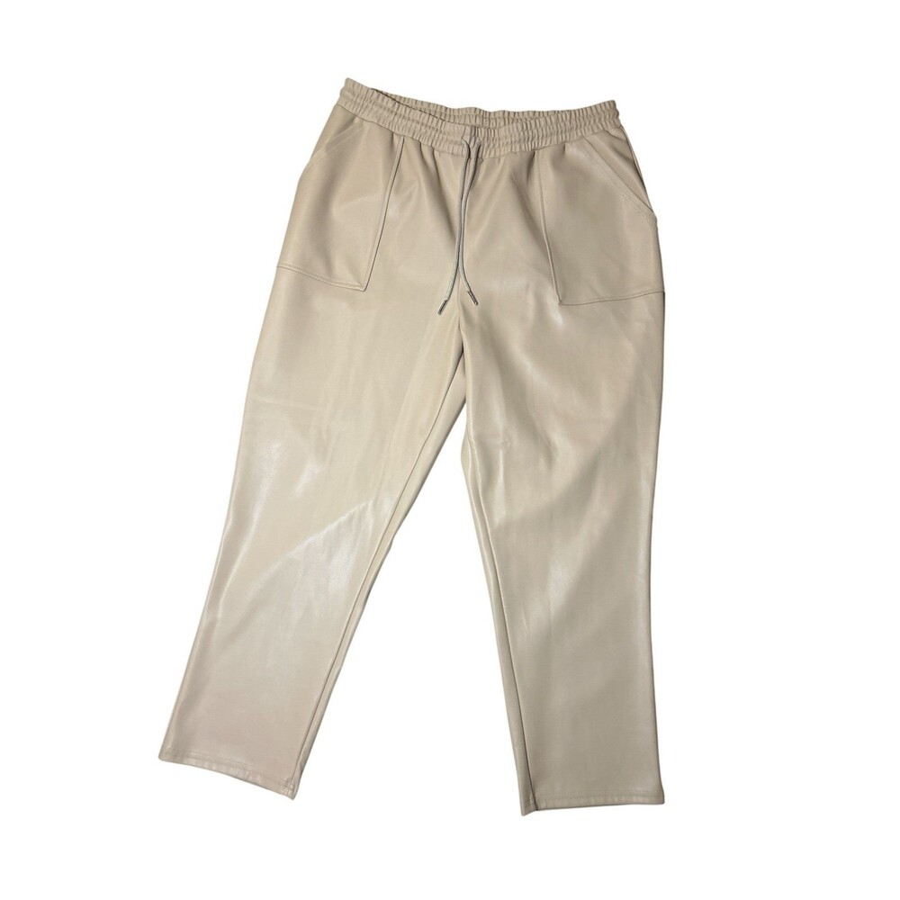 ASOS Design Cream Faux Leather Women’s pants size US 14 waist 34” inseam 27”